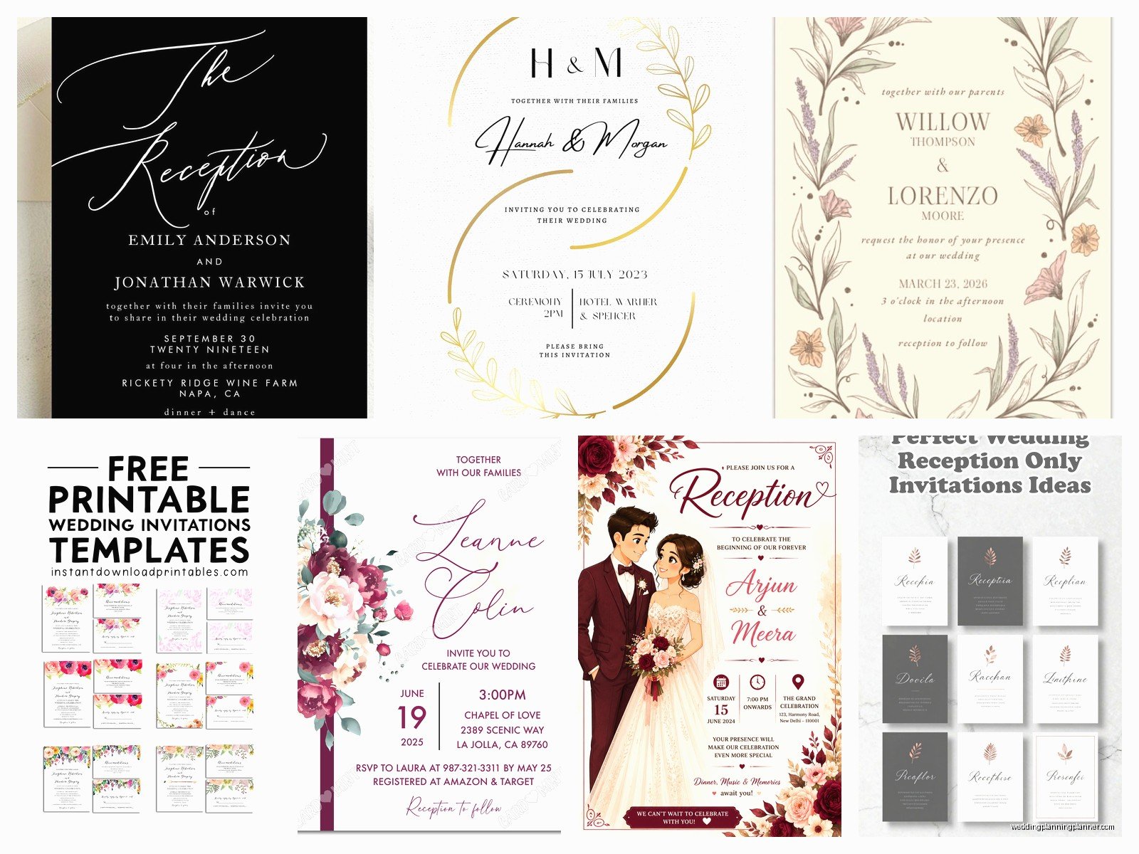 Wedding And Reception Invitation Templates: Free Download Files