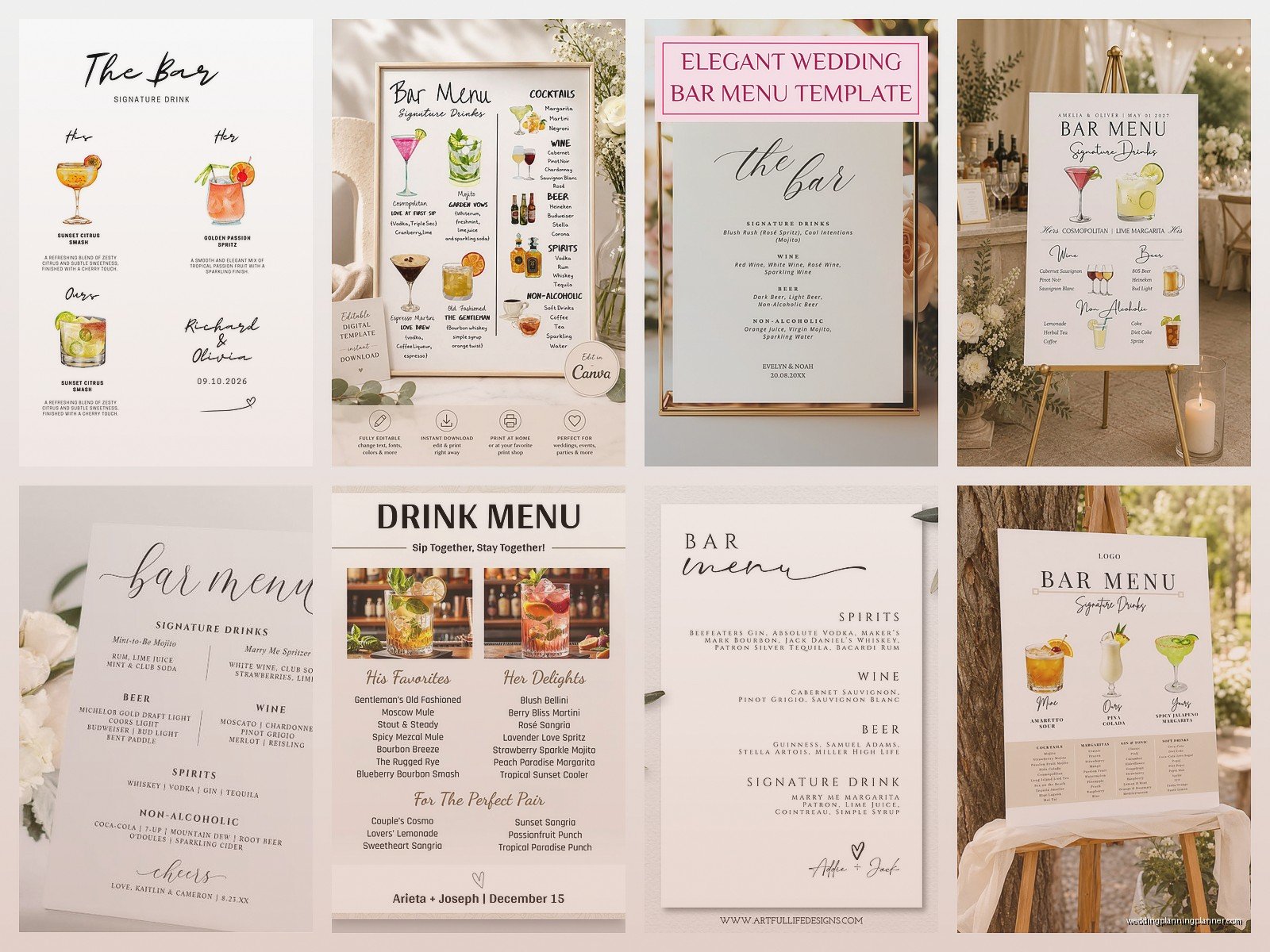 Wedding Drink Menu Template: Free Download Files