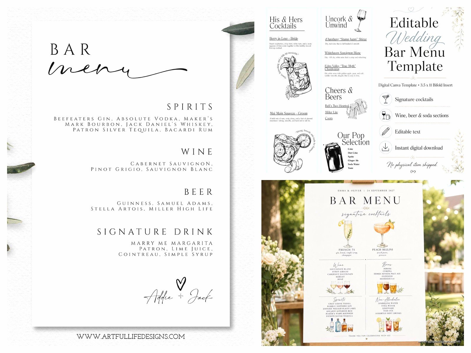 Wedding Drink Menu Template: Free Download Files