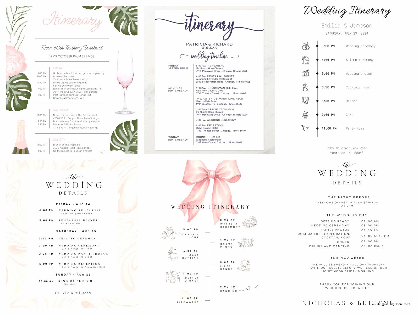 Wedding Itinerary Template Free: Free Download Files