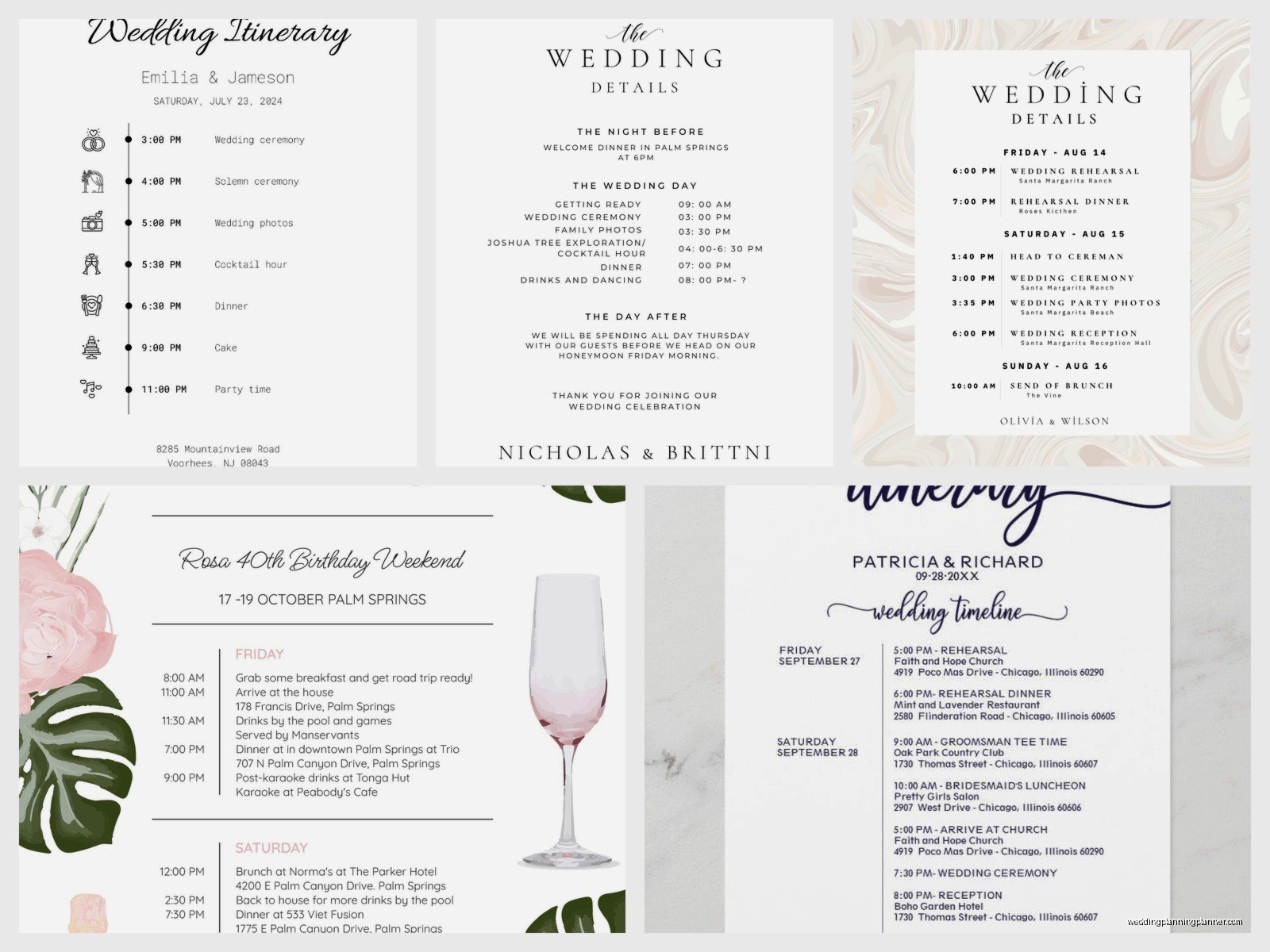 Wedding Itinerary Template Free: Free Download Files