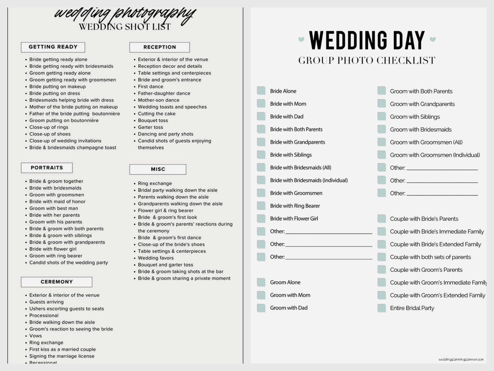 Wedding Photography Shot List Template: Free Download Files