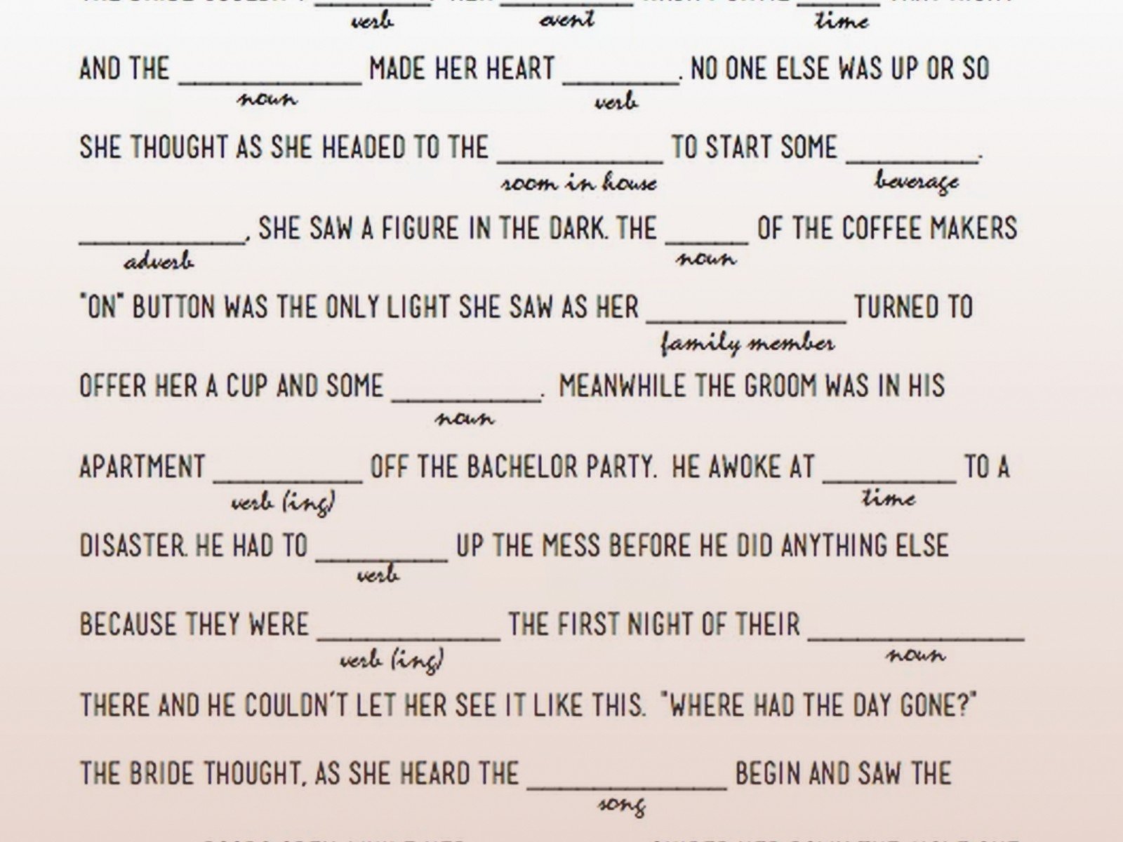 Bridal Shower Mad Libs Free Printable: Complete Guide