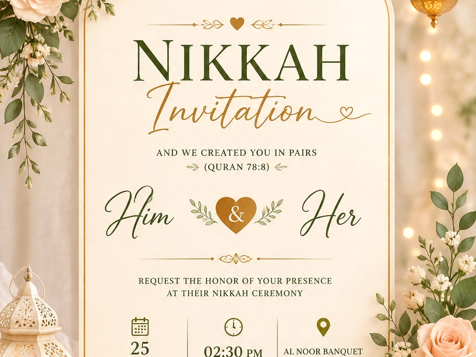 Nikah Invitation Card Template: Free Download Files