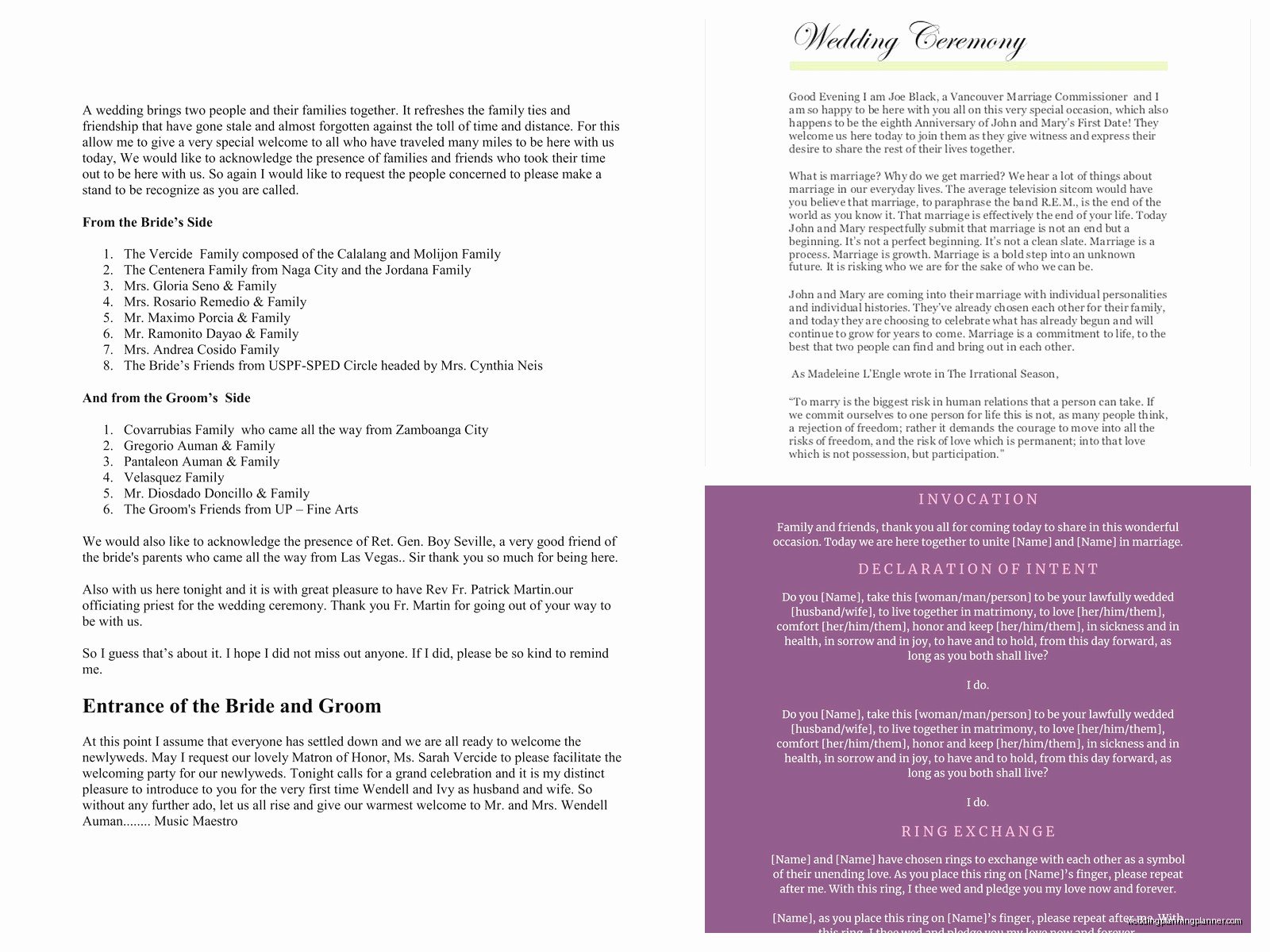 Wedding Mc Script Template: Free Download Files